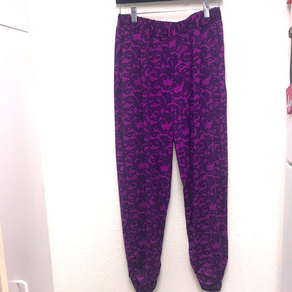 ANTTHONY Originals PM Medium Pocketed Relaxed Genie Leggings Pants Purple
